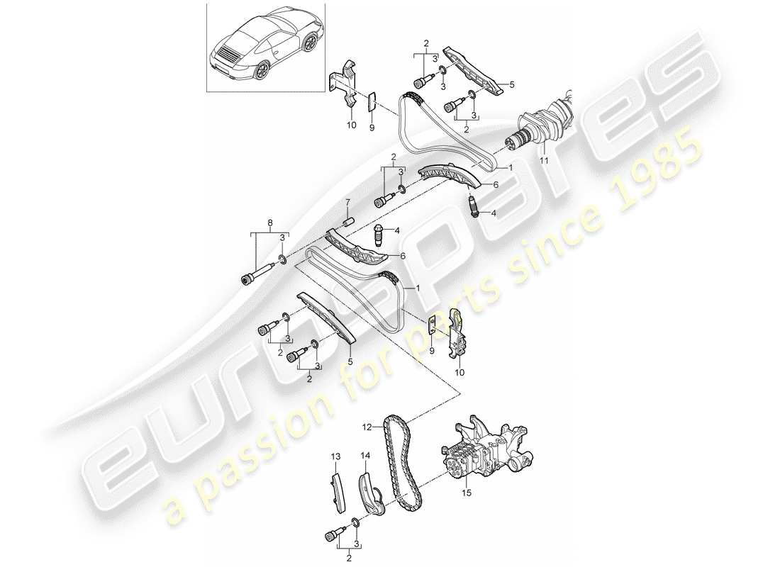 porsche 2009 (997-2) controllo della valvola diagramma delle parti