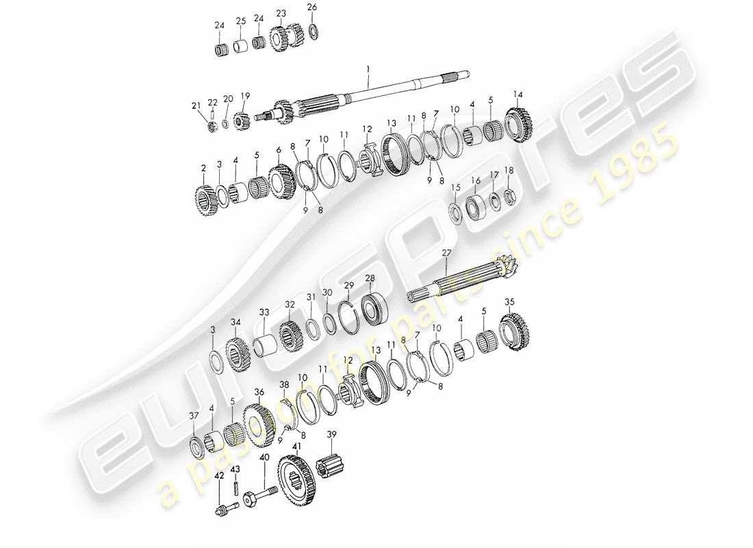 porsche 1966 (911/912) ingranaggi e alberi - 4-speed - diagramma delle parti trasmissione