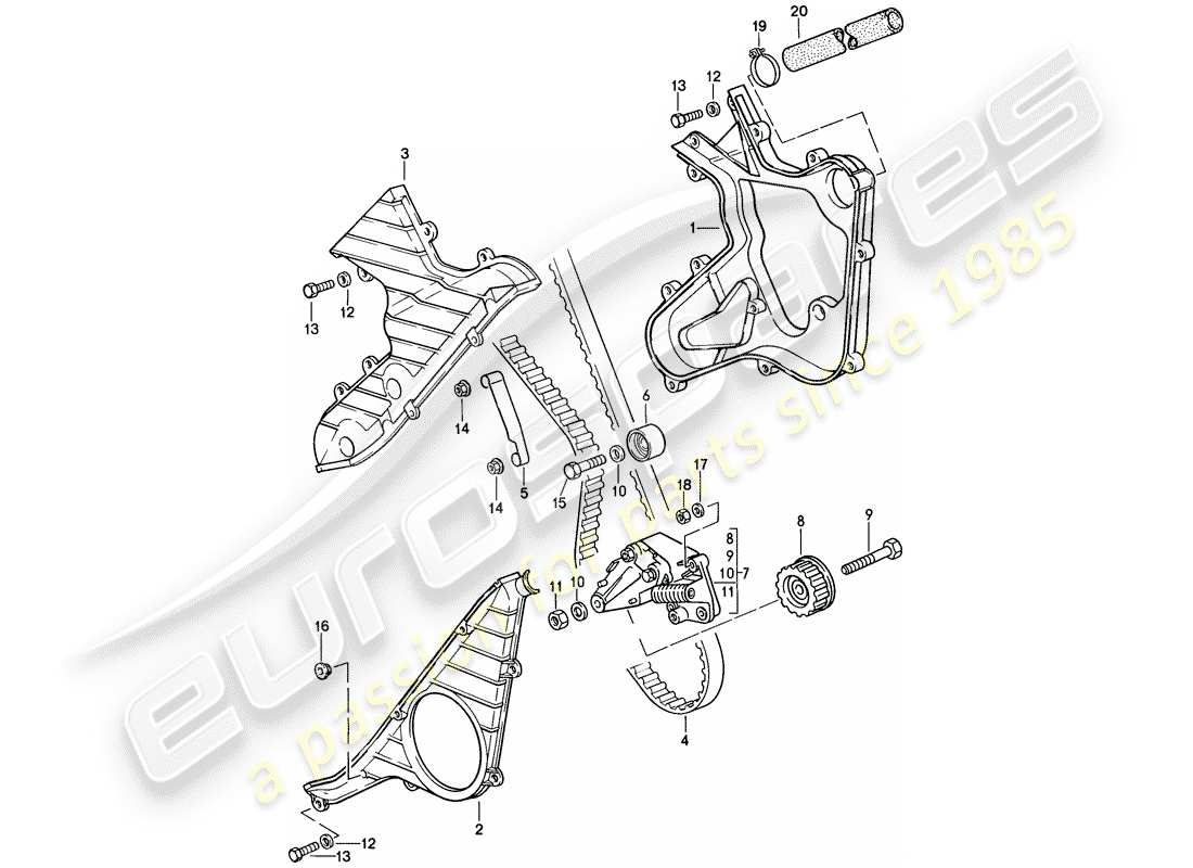 porsche 1987 (924s) albero a camme - meccanismo di azionamento - d - mj 1987>> diagramma delle parti