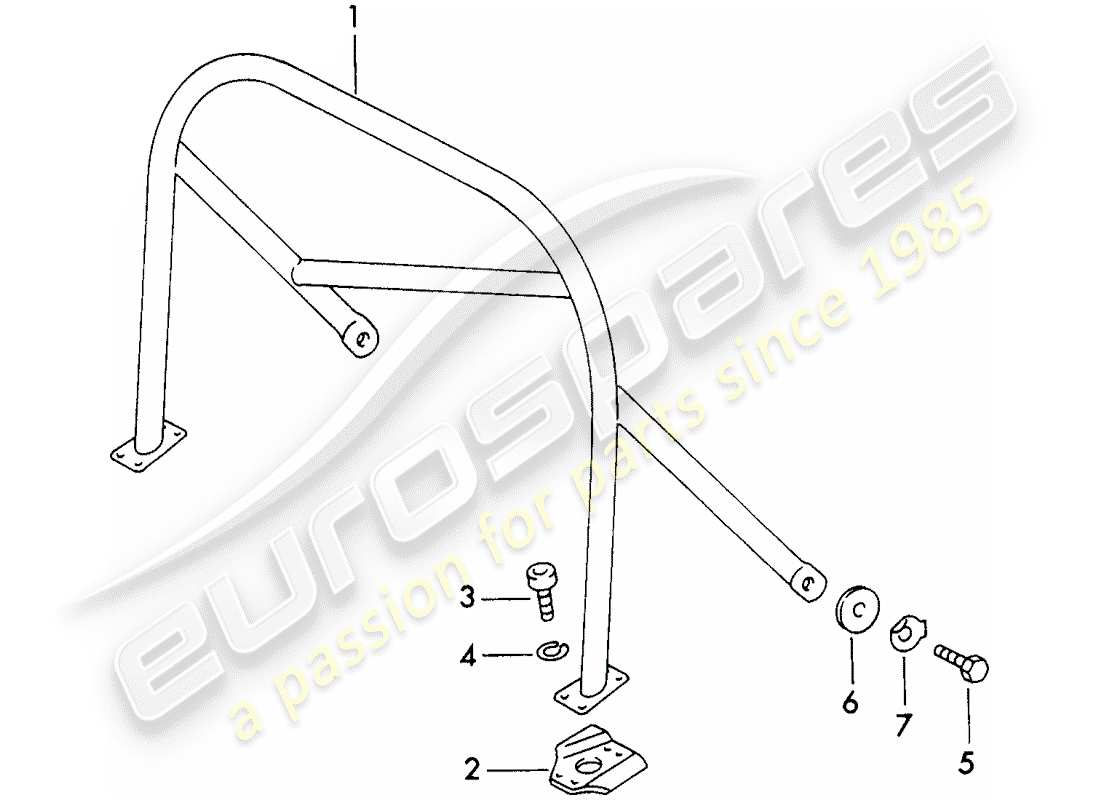 porsche 1971 (911) roll bar diagramma delle parti
