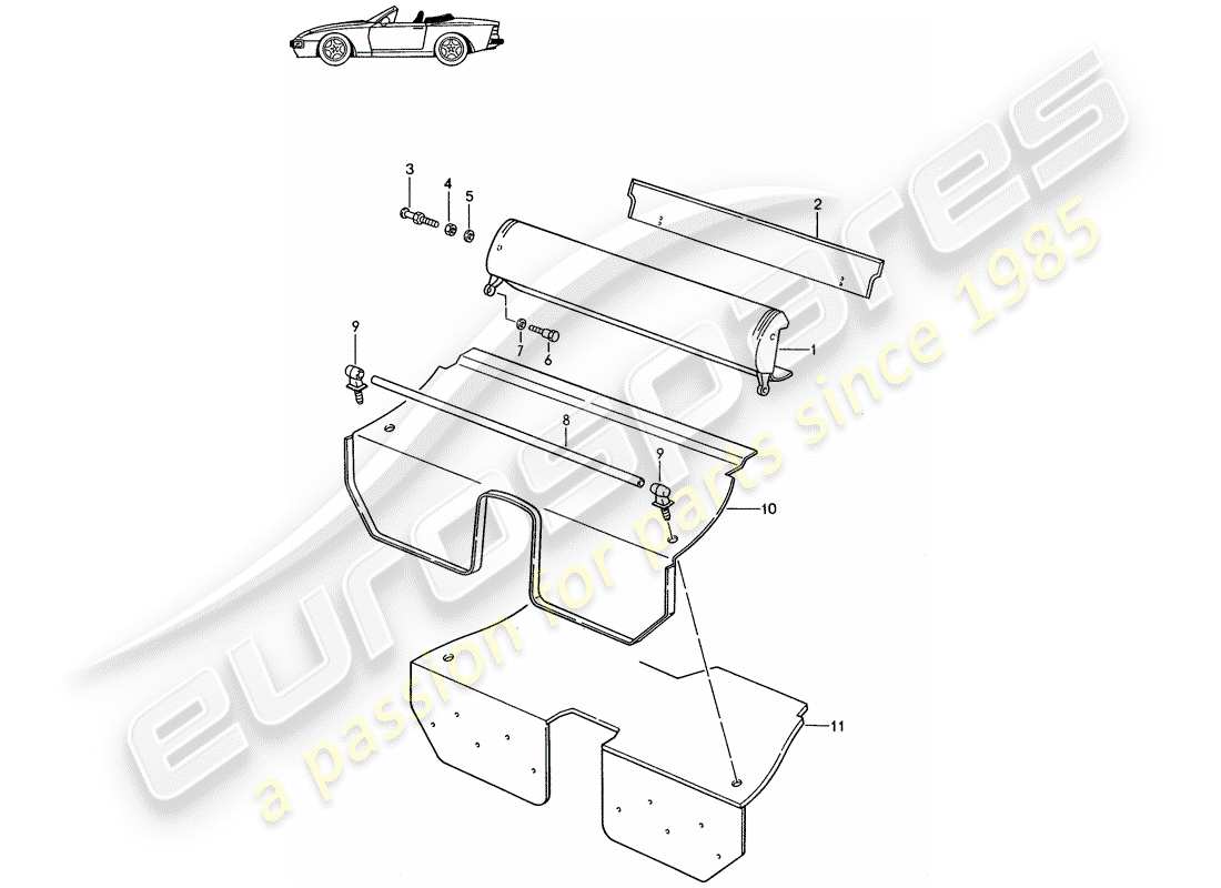 un diagramma delle parti dal catalogo delle parti porsche 1992 (seats for 944/968/911/928)