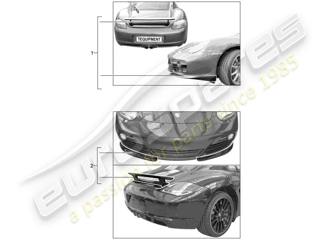 un diagramma delle parti dal catalogo delle parti porsche 1990 (tequipment)
