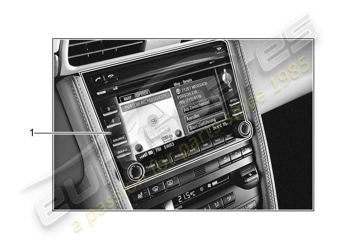 un diagramma delle parti dal catalogo delle parti porsche 1999 (tequipment)