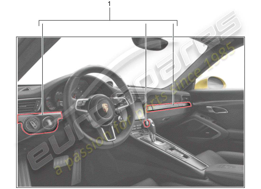 un diagramma delle parti dal catalogo delle parti porsche 2019 (tequipment 98x/99x)