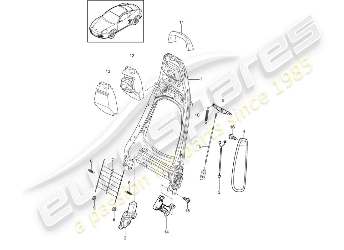 un diagramma delle parti dal catalogo delle parti porsche 2009 (987 cayman)