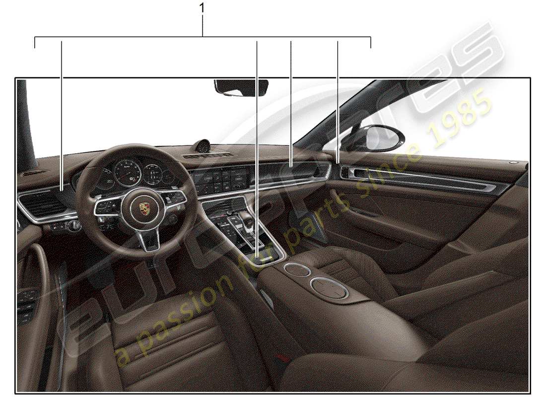 un diagramma delle parti dal catalogo delle parti porsche 2014 (tequipment panamera)