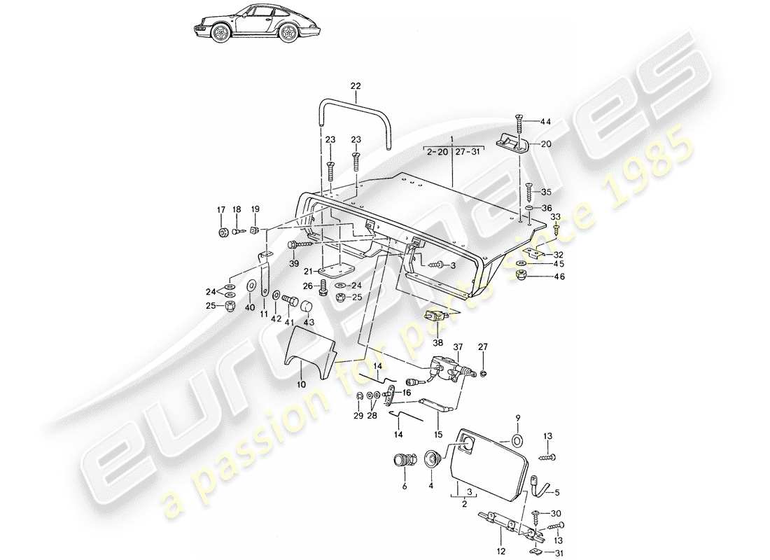 un diagramma delle parti dal catalogo delle parti porsche 1993 (seats for 944/968/911/928)