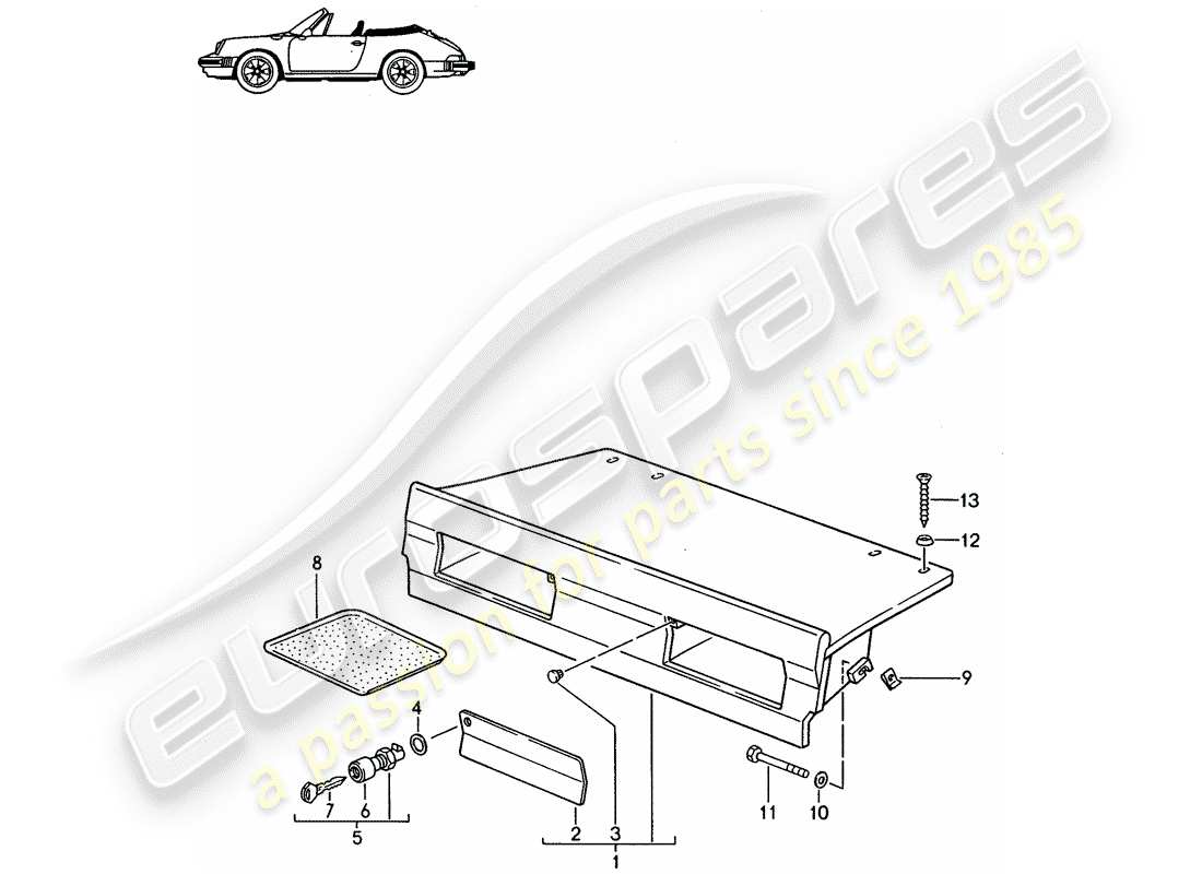 un diagramma delle parti dal catalogo delle parti porsche 1991 (seats for 944/968/911/928)