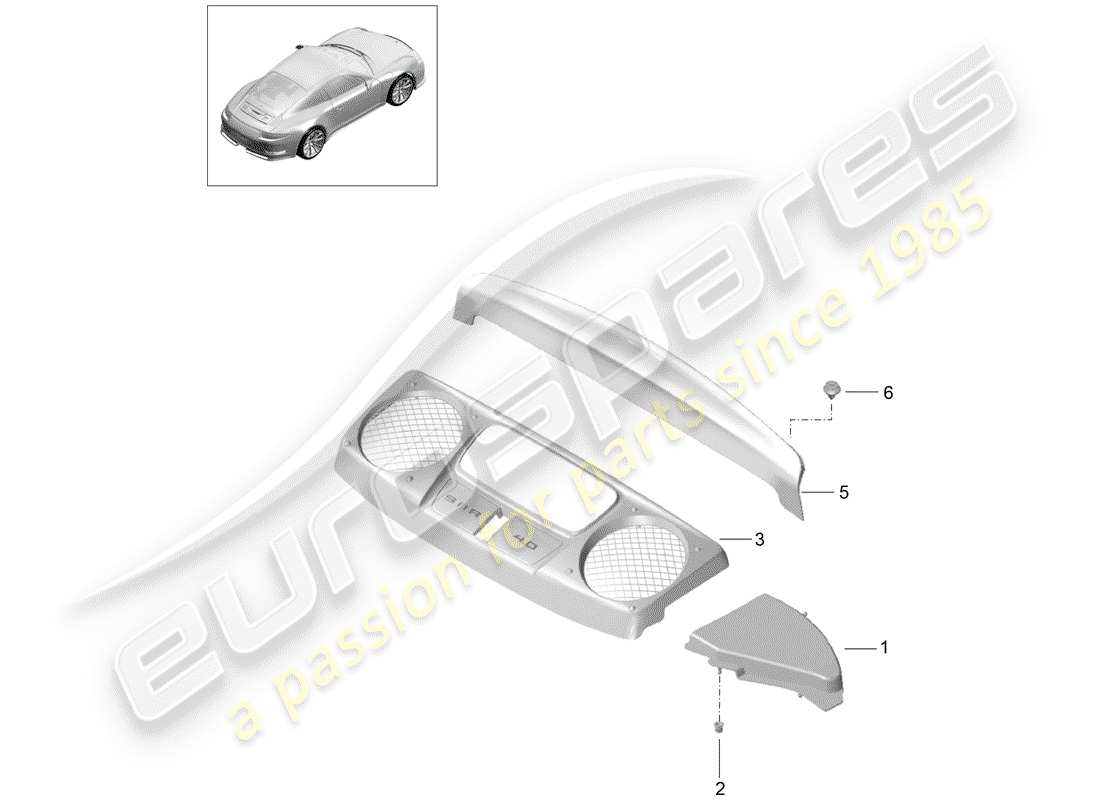 un diagramma delle parti dal catalogo delle parti porsche 2018 (991-2 r/gt3/rs)