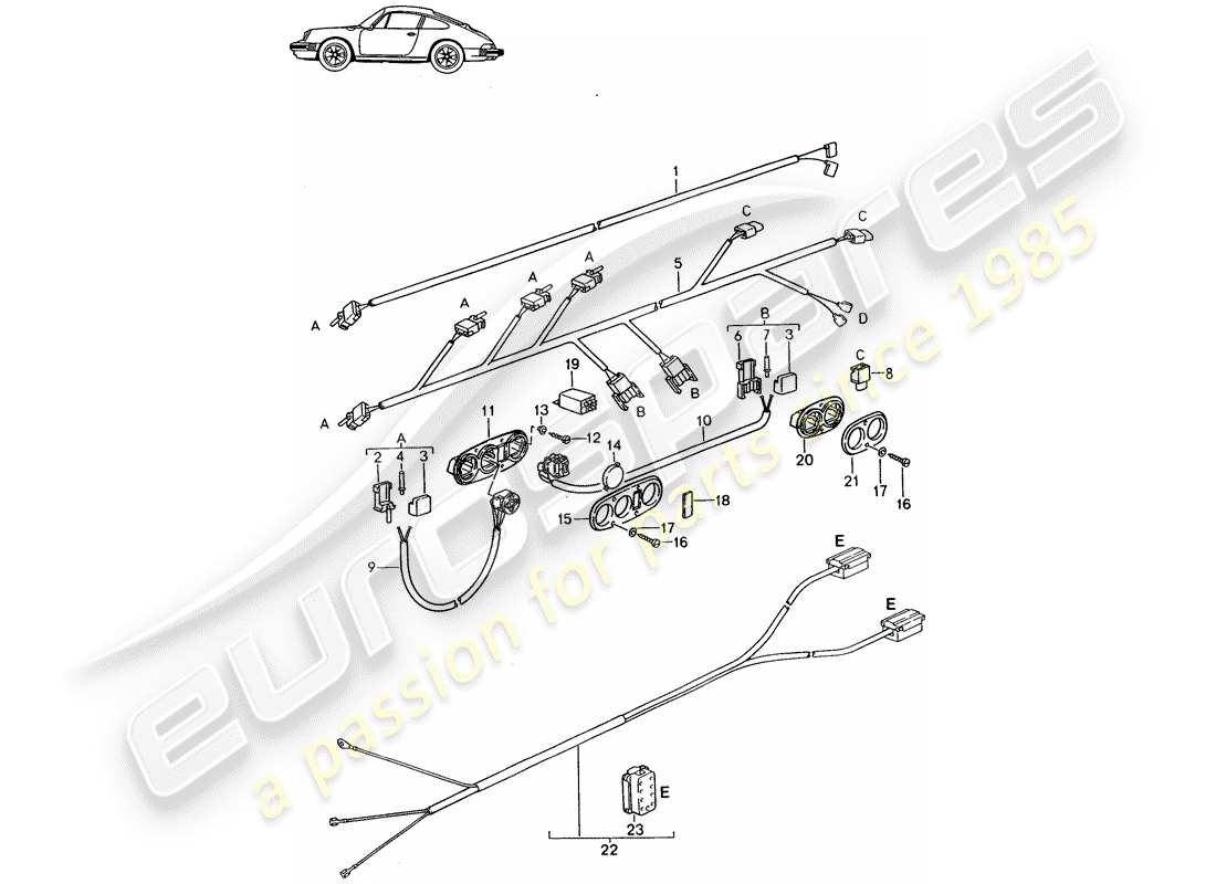 un diagramma delle parti dal catalogo delle parti porsche 1986 (seats for 944/968/911/928)