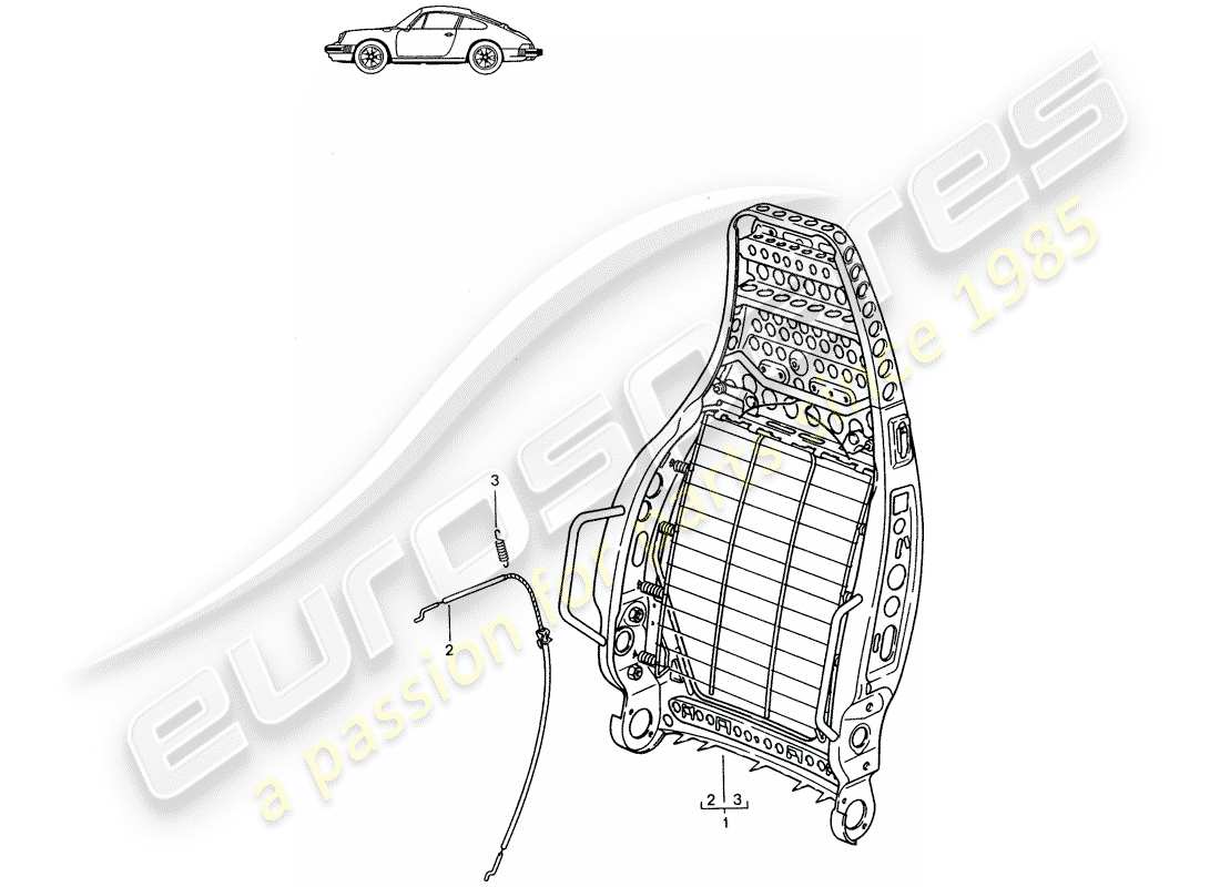 un diagramma delle parti dal catalogo delle parti porsche 1986 (seats for 944/968/911/928)