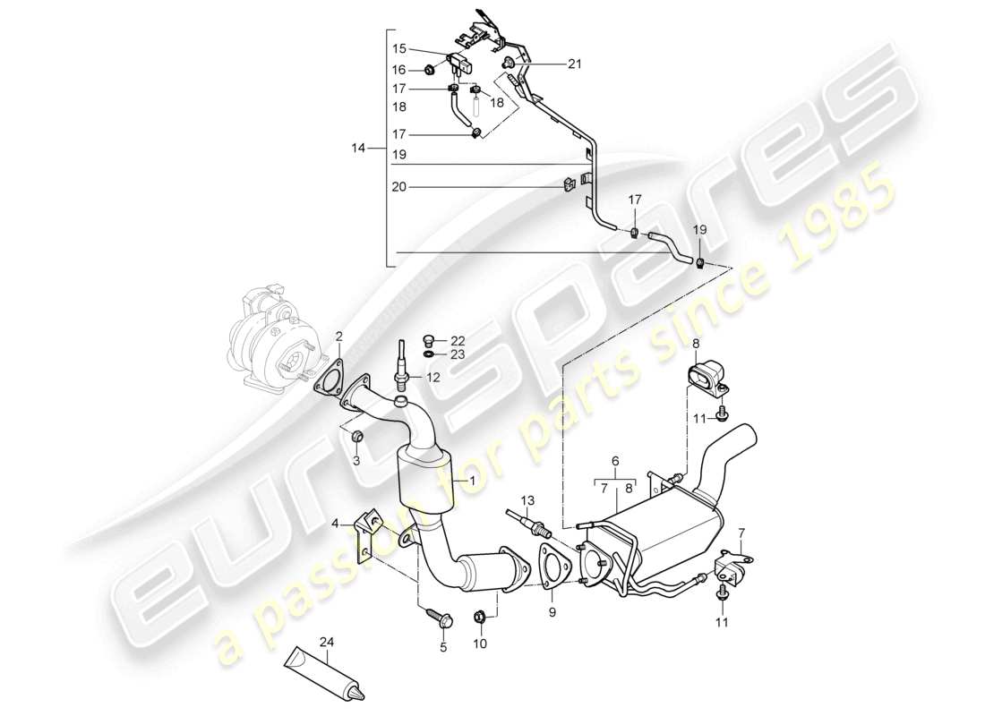 un diagramma delle parti dal catalogo delle parti porsche 2008 (cayenne e1 9pa)
