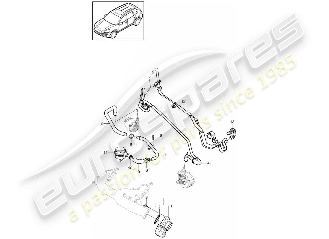 un diagramma delle parti dal catalogo delle parti porsche 2013 (cayenne e2 92a)