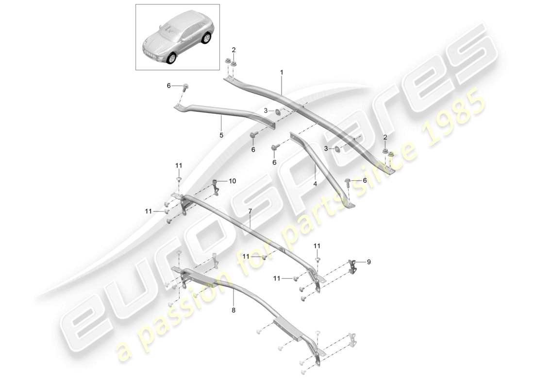 un diagramma delle parti dal catalogo delle parti porsche 2018 (macan)