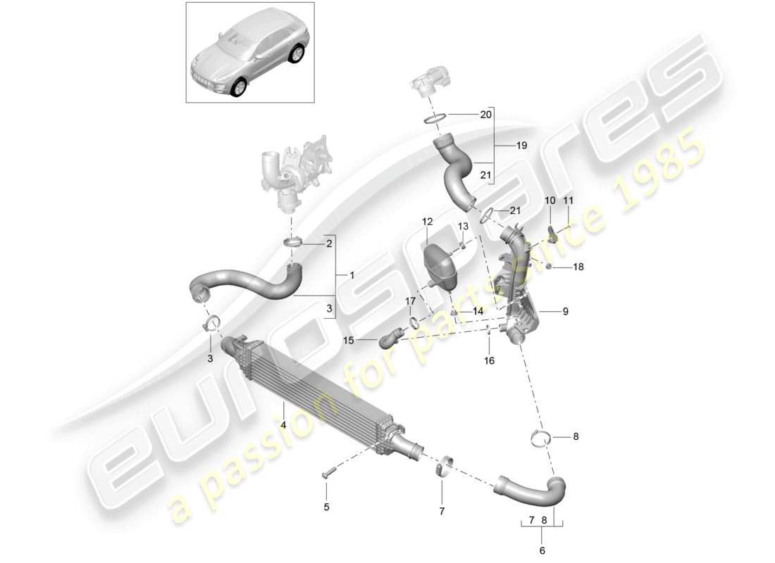 un diagramma delle parti dal catalogo delle parti porsche 2017 (macan)