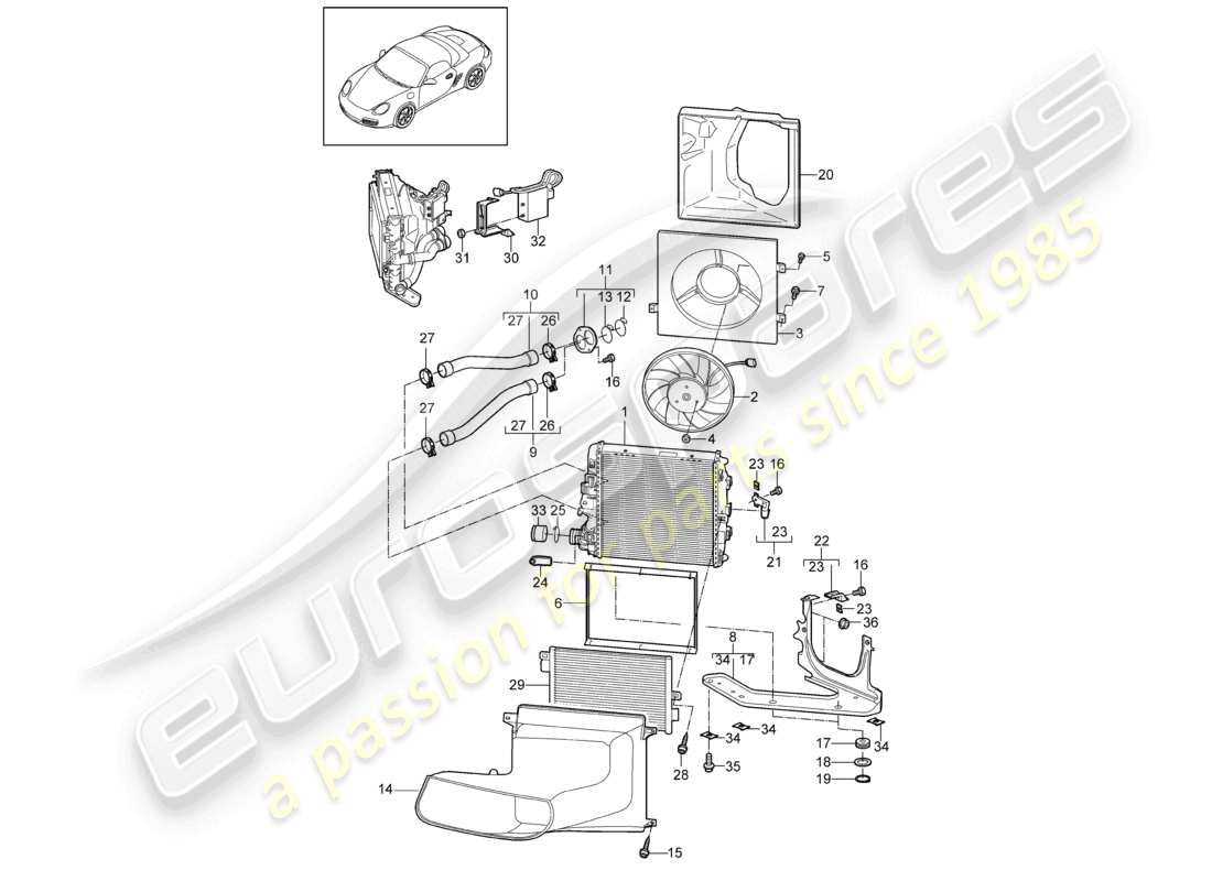 un diagramma delle parti dal catalogo delle parti porsche 2011 (987 boxster)