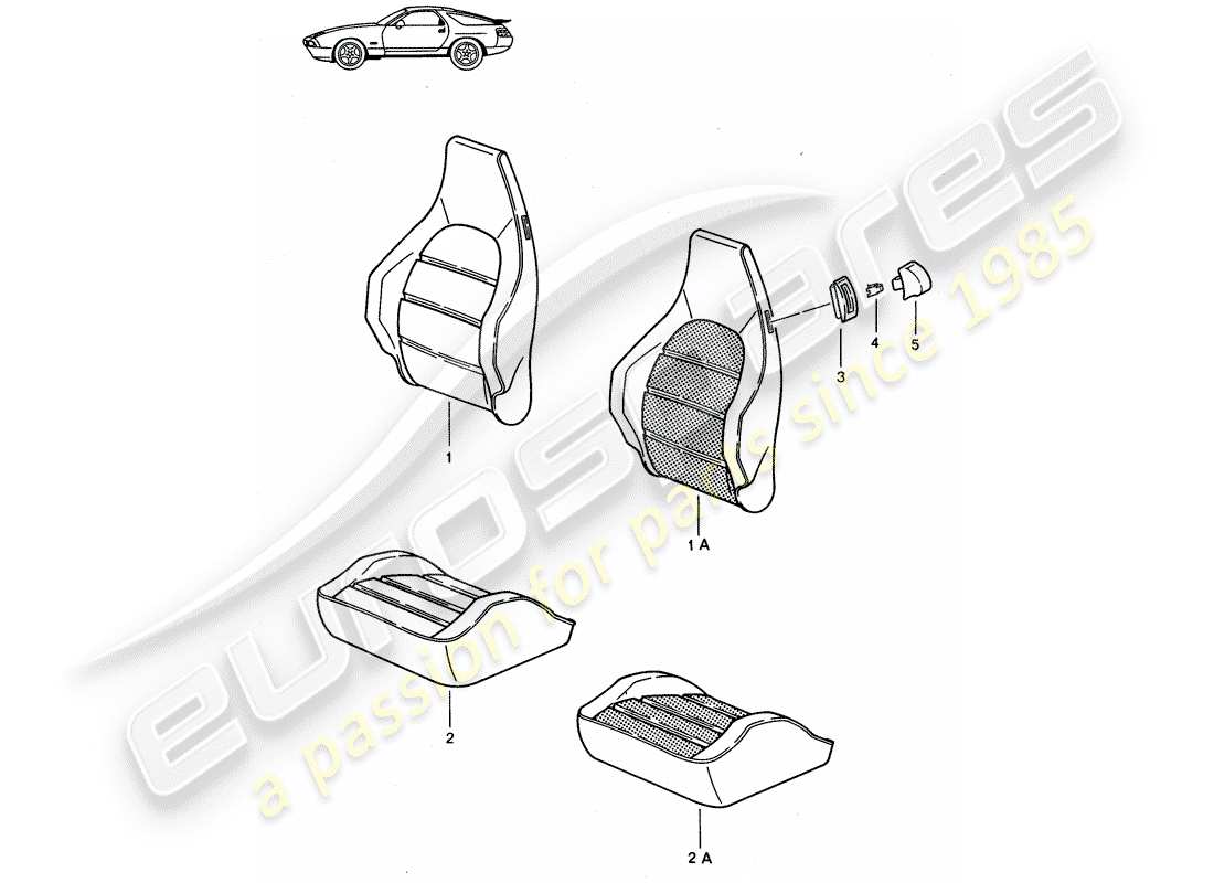 un diagramma delle parti dal catalogo delle parti porsche 1985 (seats for 944/968/911/928)