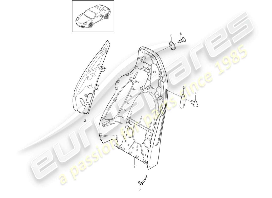 un diagramma delle parti dal catalogo delle parti porsche 2009 (987 boxster)