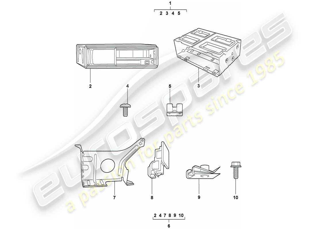 un diagramma delle parti dal catalogo delle parti porsche 1989 (tequipment)
