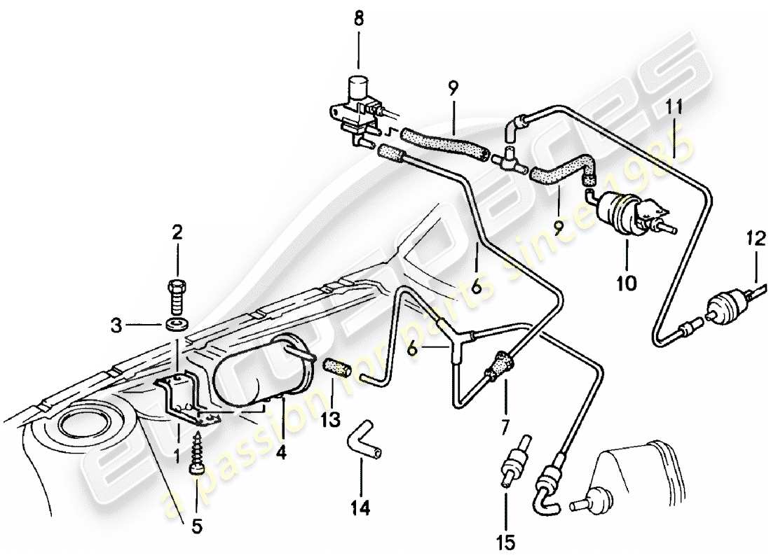 un diagramma delle parti dal catalogo delle parti porsche 1980 (924)
