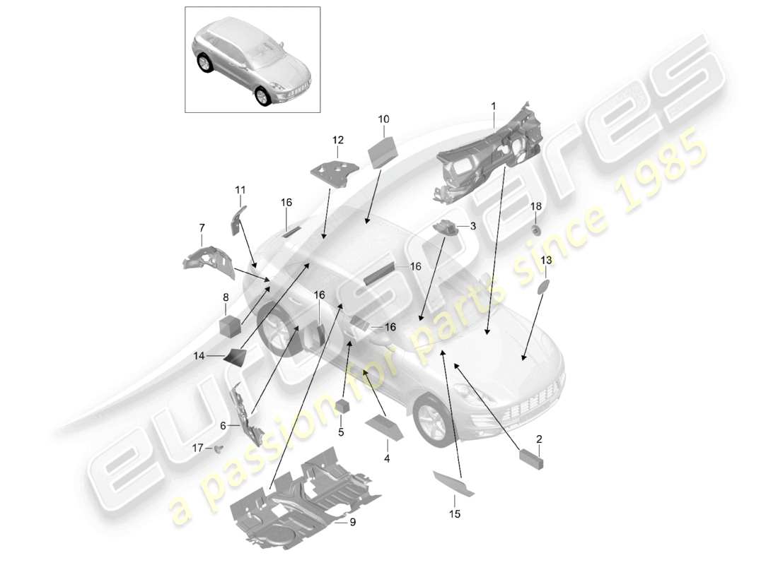 un diagramma delle parti dal catalogo delle parti porsche 2015 (macan)