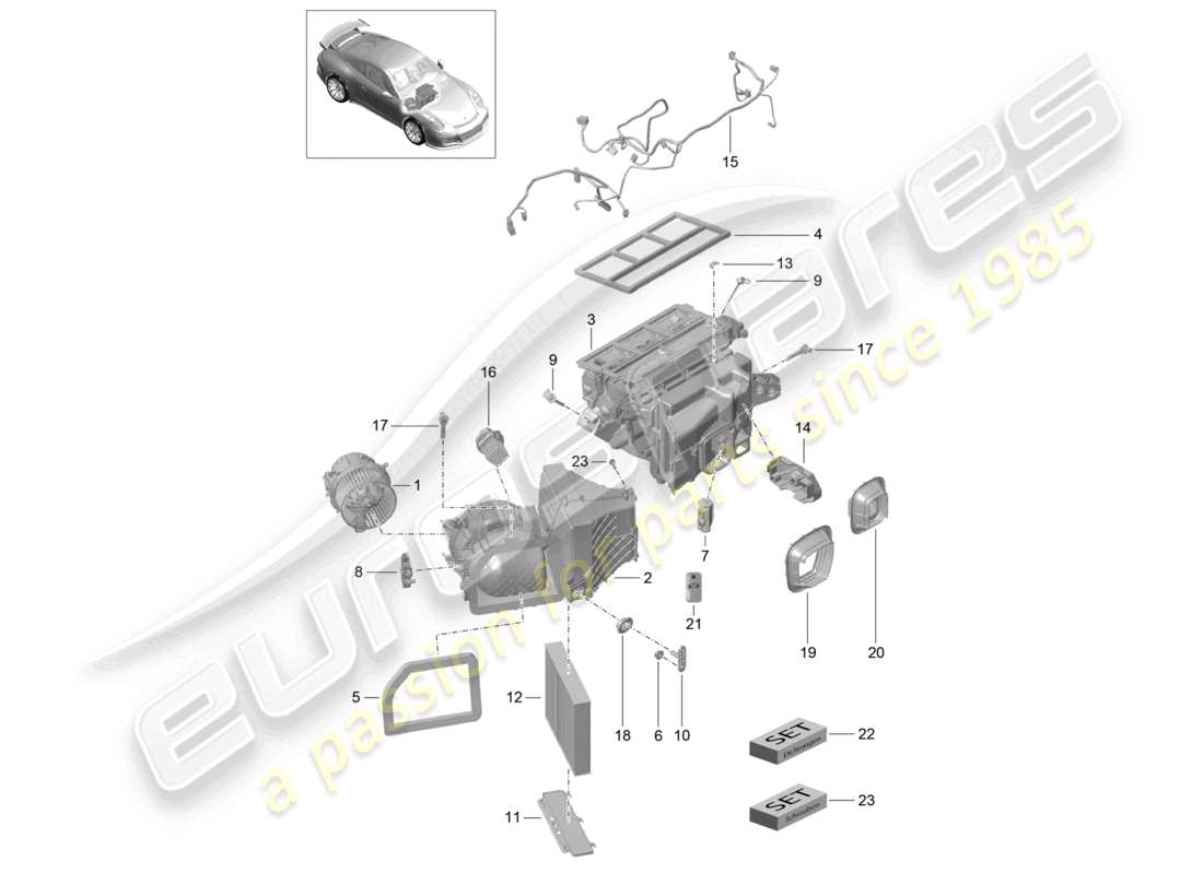 un diagramma delle parti dal catalogo delle parti porsche 2020 (991-2 r/gt3/rs)