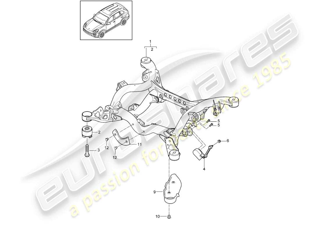 un diagramma delle parti dal catalogo delle parti porsche 2014 (cayenne e2 92a)