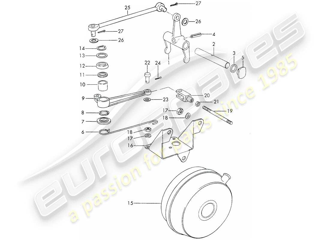 un diagramma delle parti dal catalogo delle parti porsche 1971 (911)