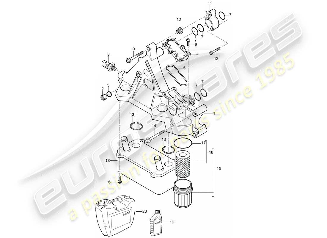 porsche 2005 (cayenne e1 9pa) schema delle parti filtro olio