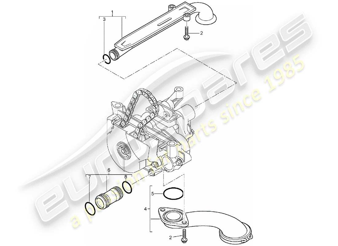 porsche 2005 (cayenne e1 9pa) pompa dell'olio diagramma delle parti