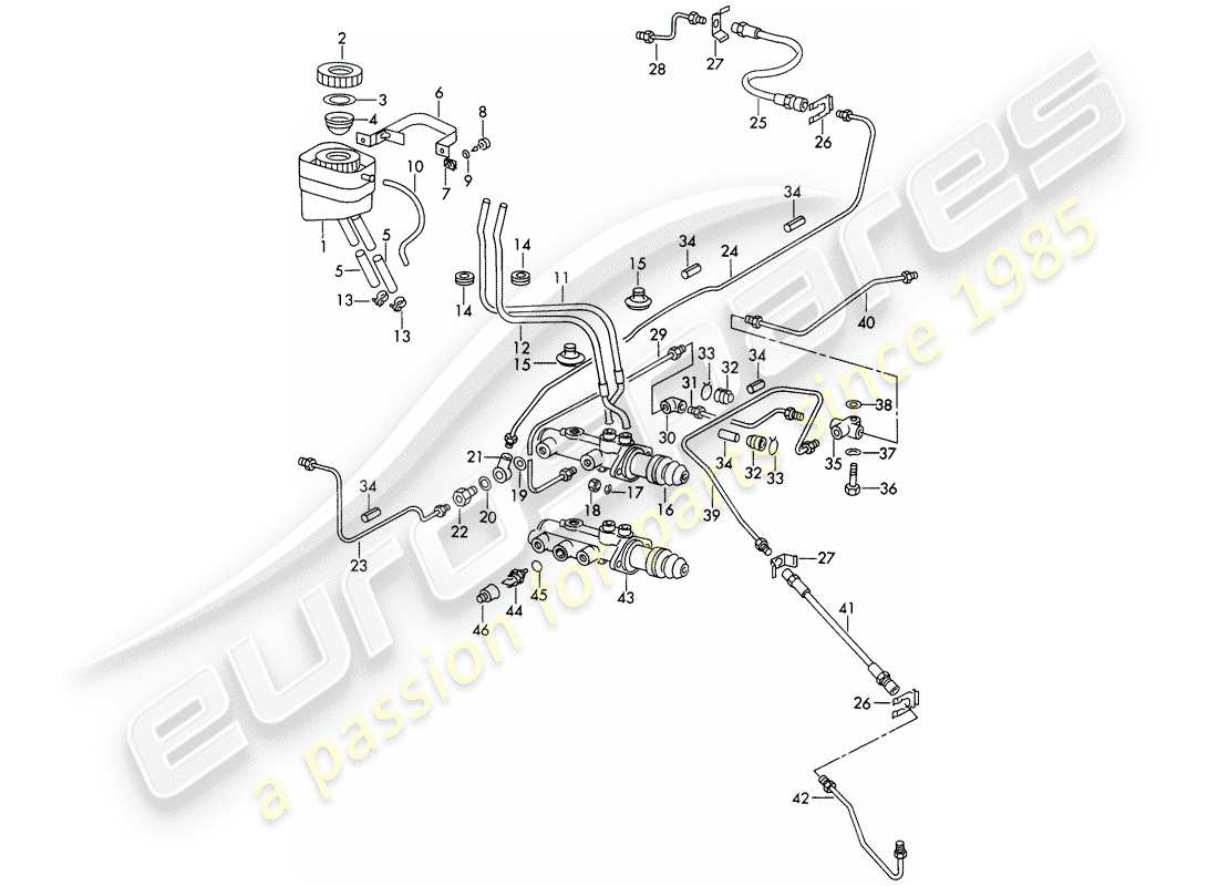 porsche 1966 (911/912) serbatoio per - liquido freni - pompa freno - d - mj 1969>> - mj 1969 diagramma delle parti
