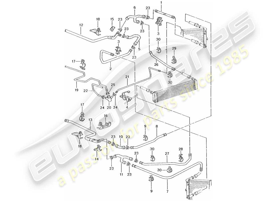 porsche 2003 (996 turbo / gt2) raffreddamento ad acqua 2 diagramma delle parti