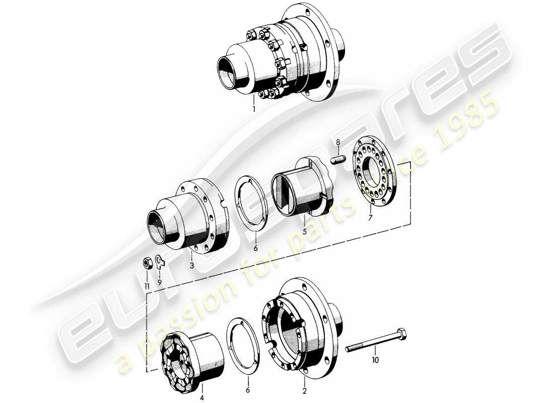 porsche 1962 (356b/356c) differenziale di slittamento limitato diagramma delle parti
