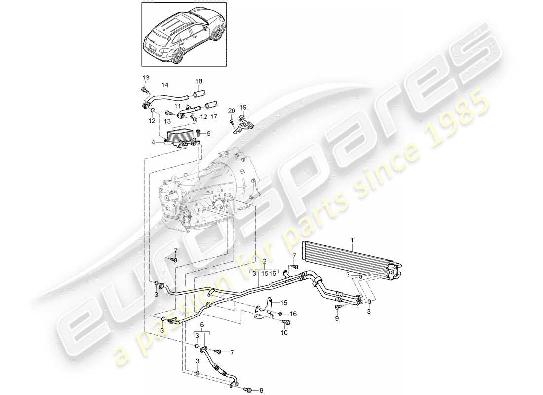 porsche 2018 (cayenne e2 92a) tiptronic diagramma delle parti