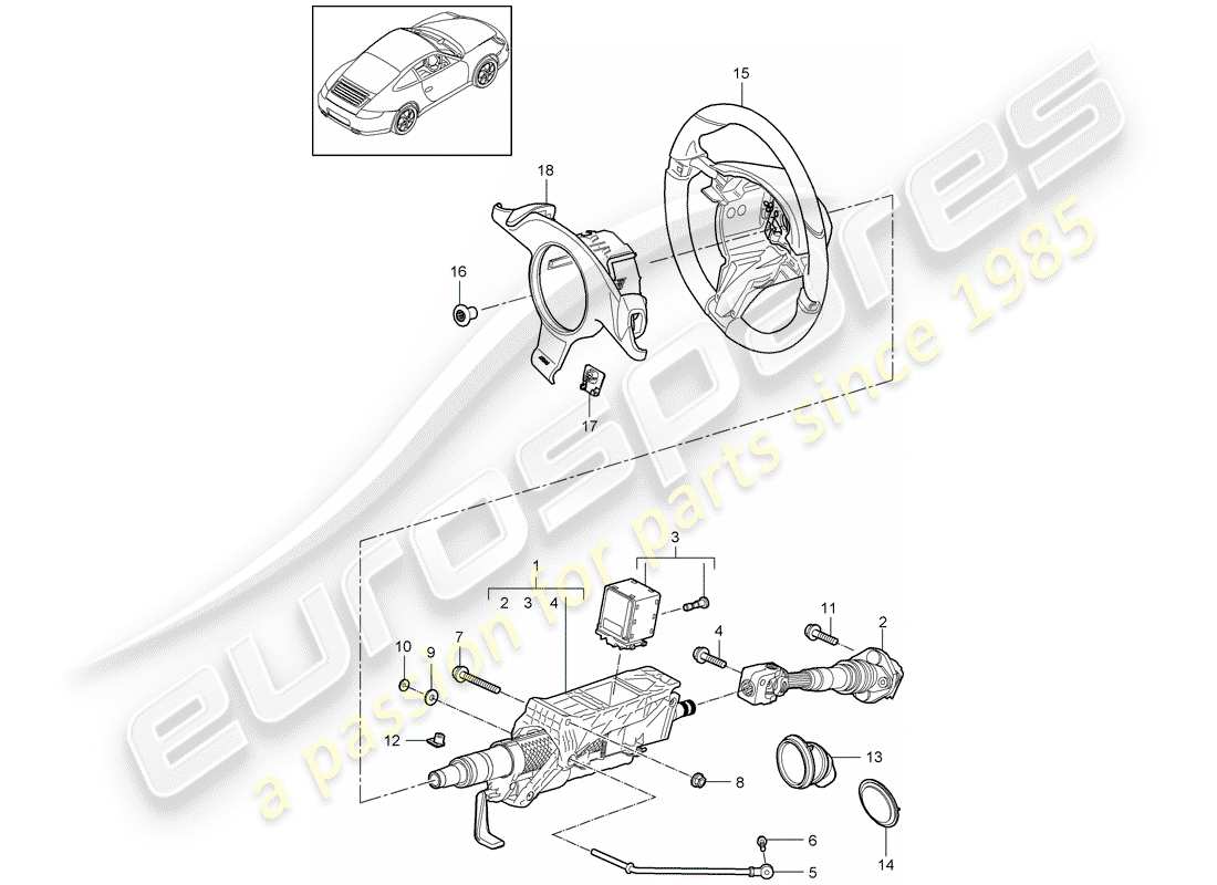 porsche 2011 (997-2) tubo protettivo sterzo diagramma delle parti