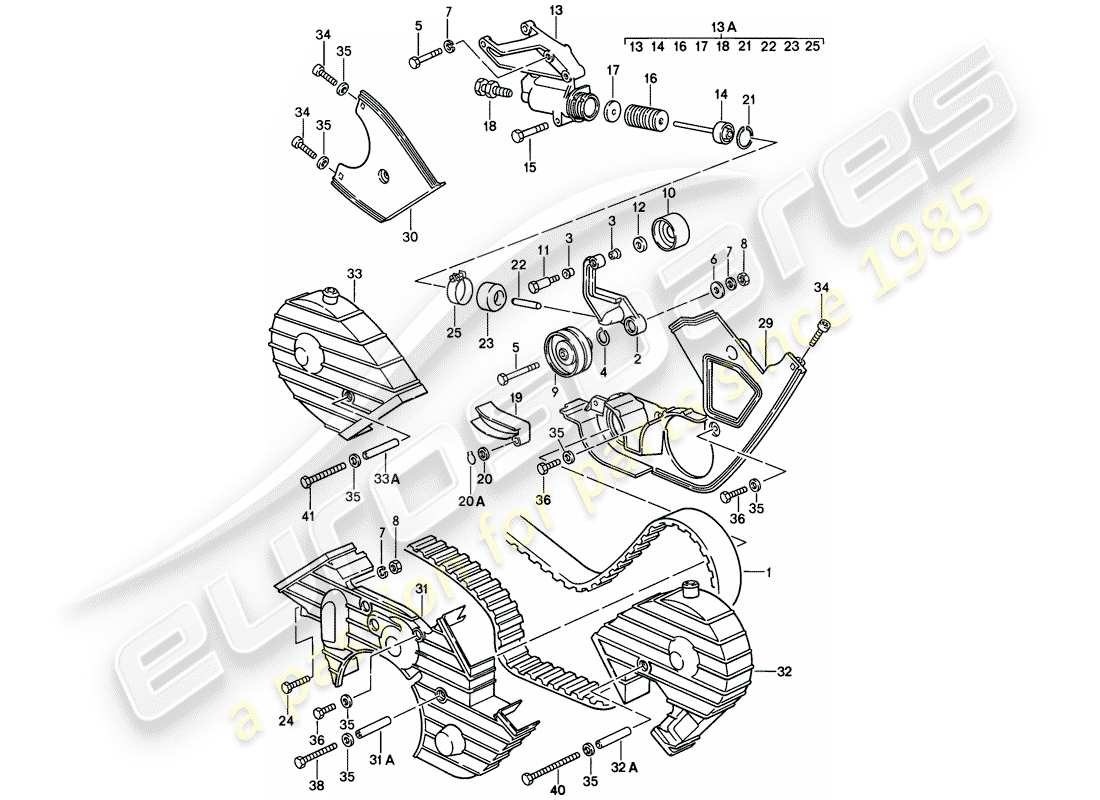 porsche 1981 (928) albero a camme - meccanismo di azionamento diagramma delle parti