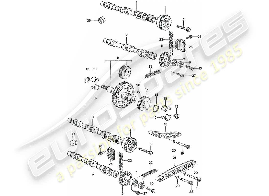 porsche 996 t/gt2 (2004) diagramma delle parti di controllo della valvola