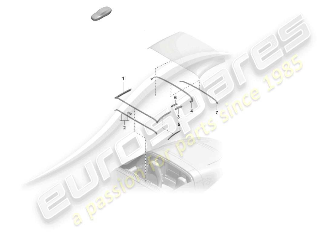porsche 2019 (992-1) guarnizione capote diagramma delle parti