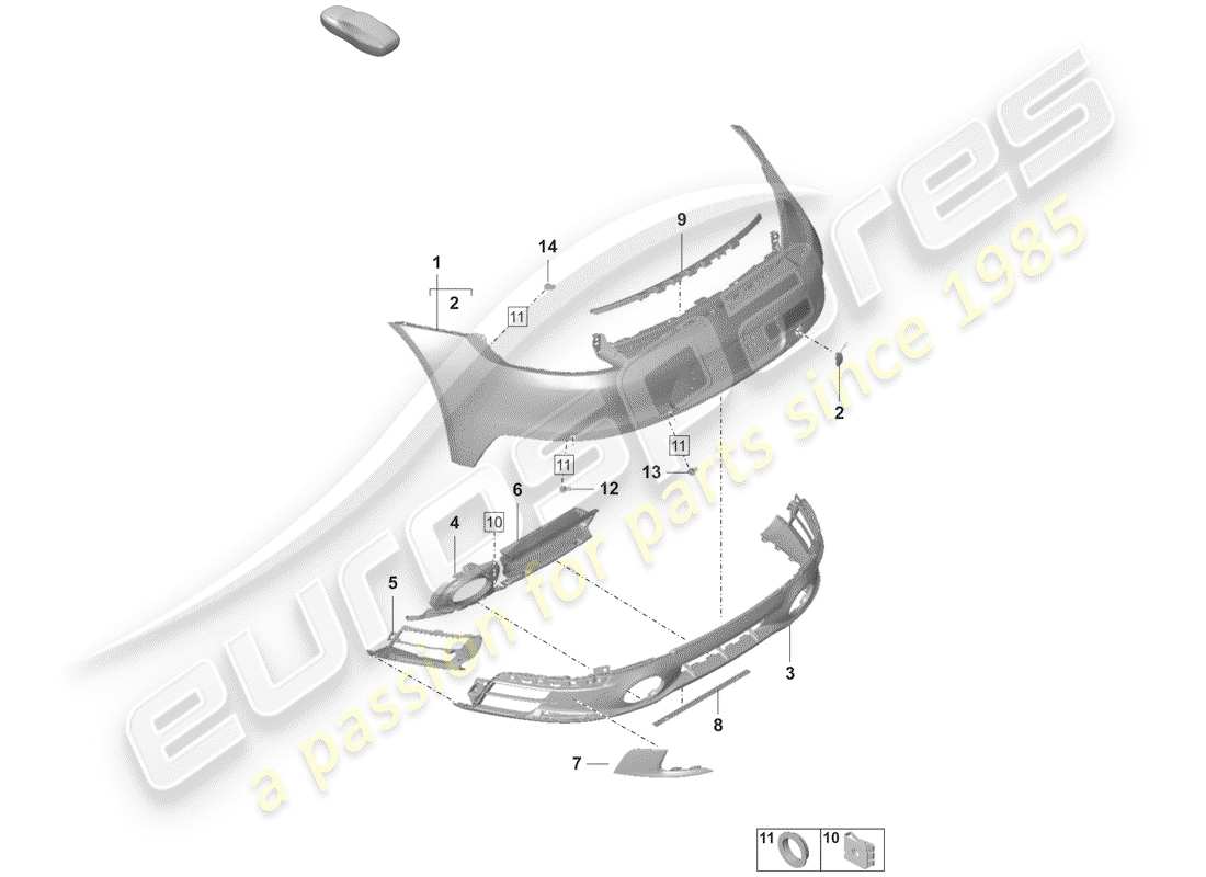porsche 2019 (992-1) paraurti diagramma delle parti