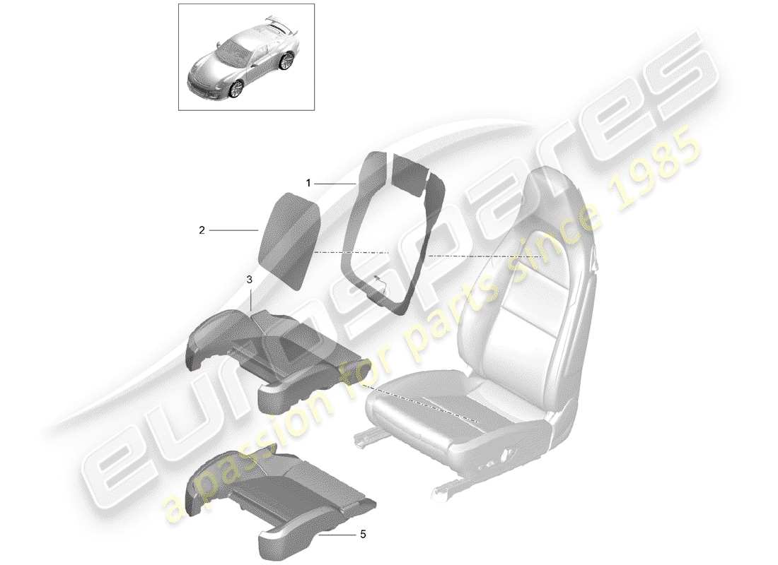 porsche 2019 (991-2 r/gt3/rs) diagramma delle parti dell'elemento riscaldante