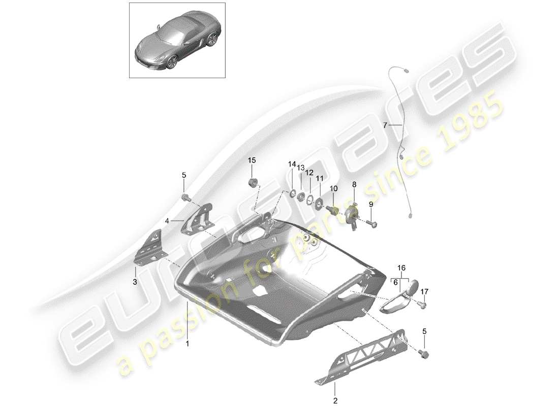 porsche 2013 (981 boxster) posto a sedere diagramma delle parti