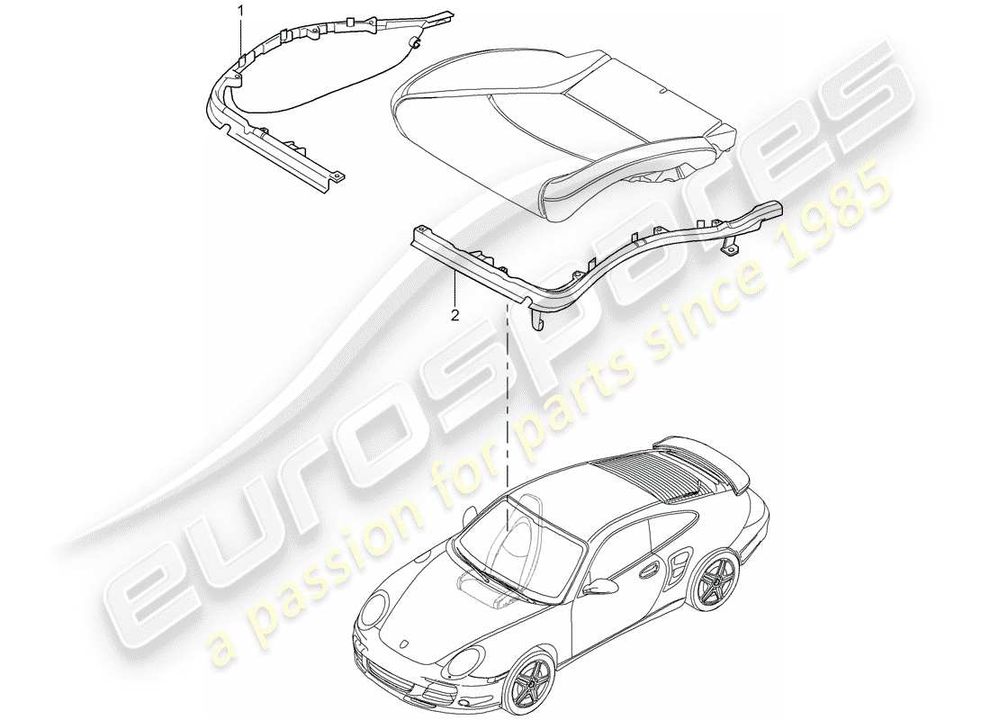 porsche 2008 (997-1 turbo / gt2) diagramma delle parti del porta cuscino