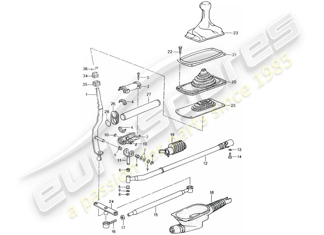 porsche 1993 (964) controllo della trasmissione diagramma delle parti