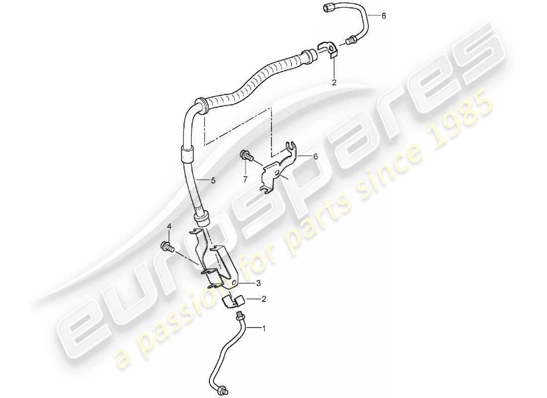 porsche 2005 (cayenne e1 9pa) diagramma delle parti linea freno