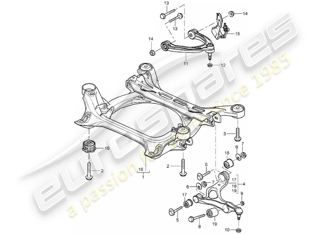 porsche 2005 (cayenne e1 9pa) sottotelaio diagramma delle parti