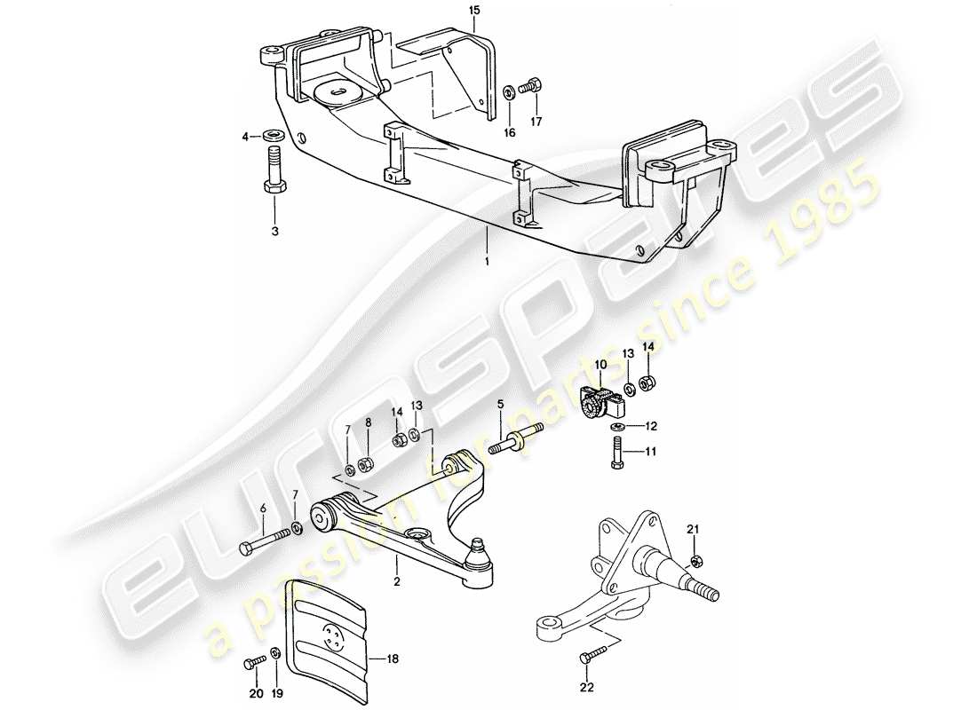 porsche 1990 (944) braccio di controllo del binario - traversa schema delle parti