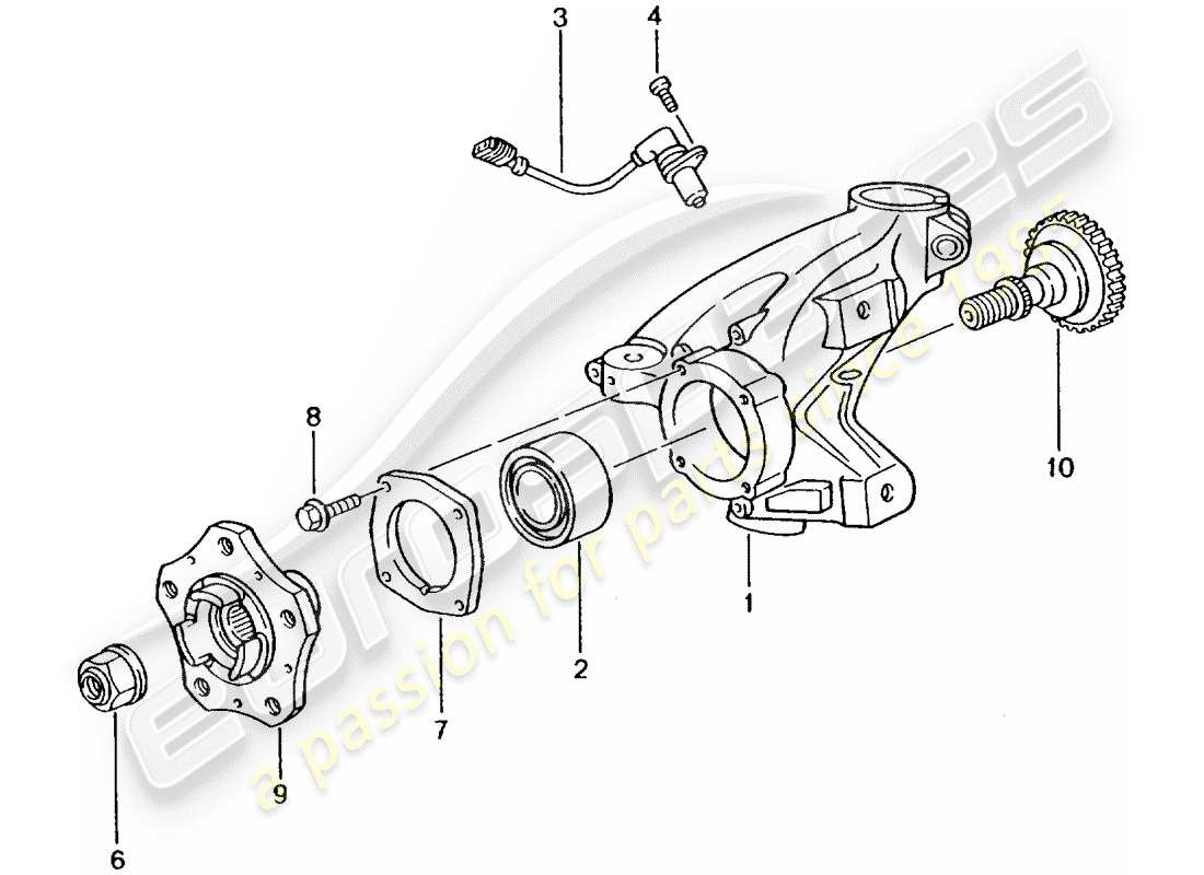 porsche 2005 (996 turbo / gt2) portaruota - mozzo ruota diagramma delle parti