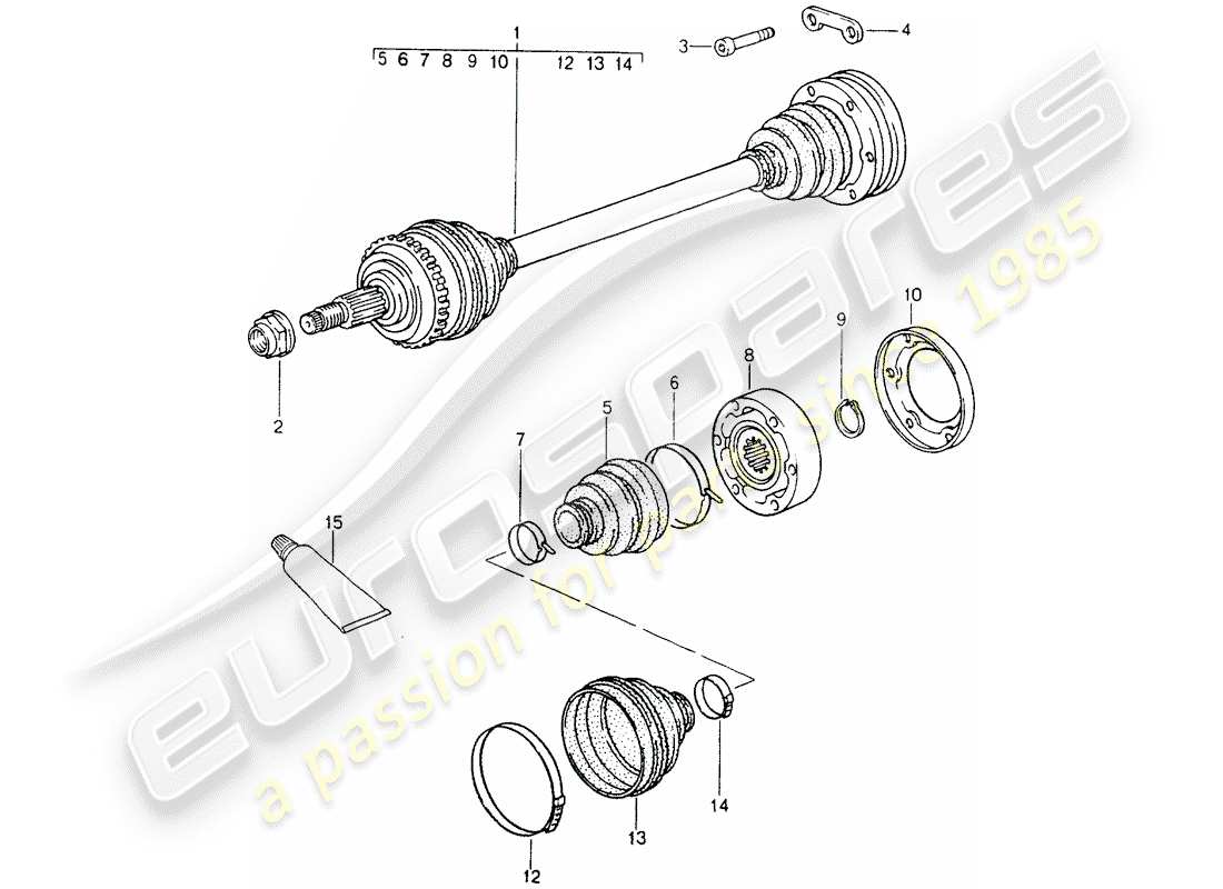 porsche 1990 (964) albero di trasmissione diagramma delle parti
