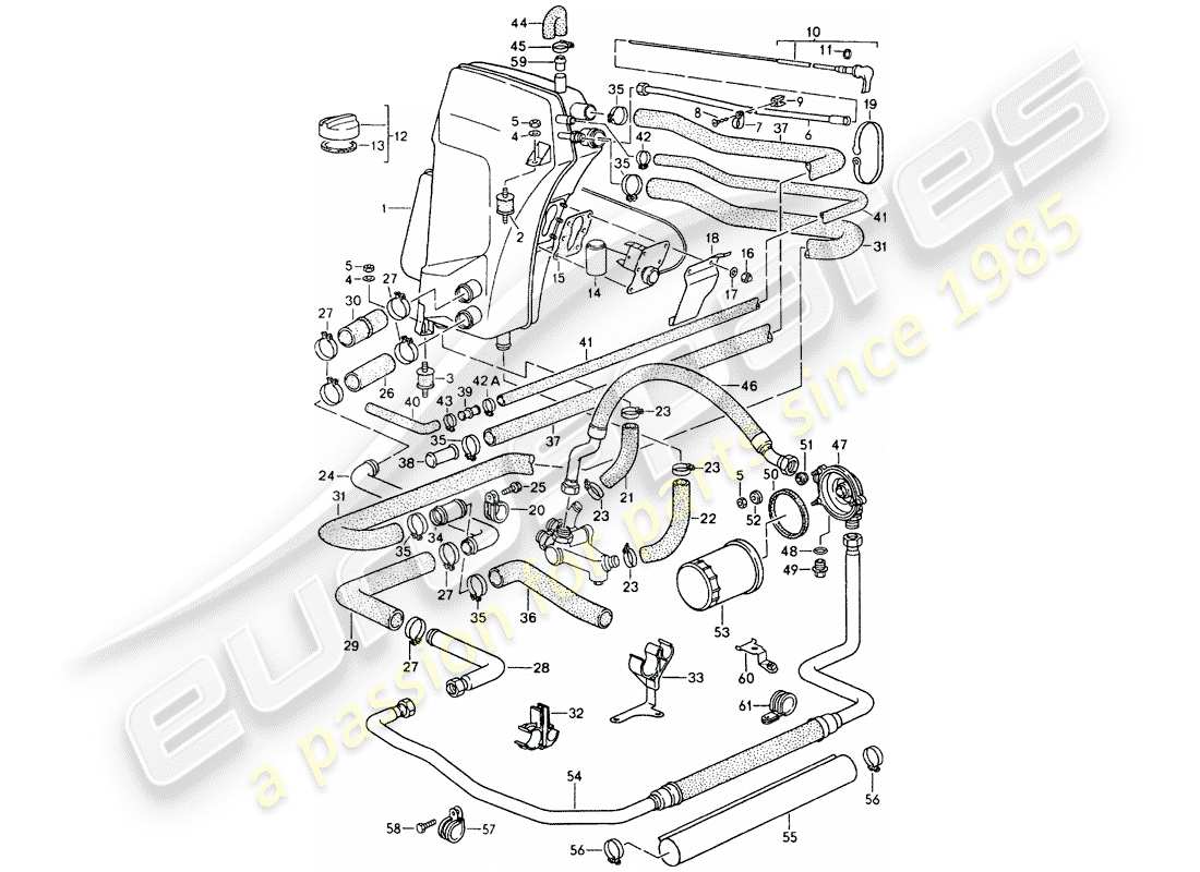 porsche 1990 (964) serbatoio olio - linee diagramma delle parti