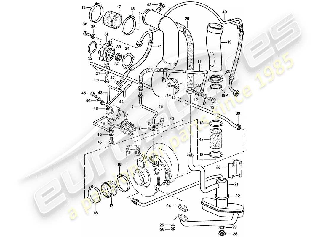 porsche 911 (1988) diagramma delle parti turbocompressore